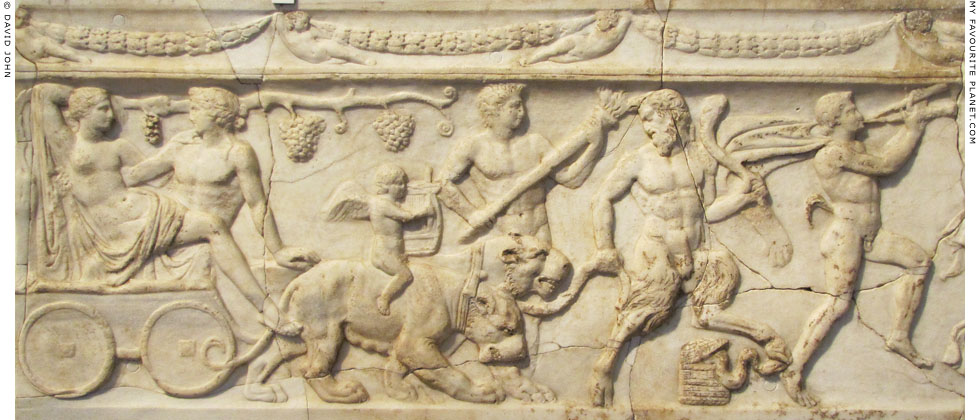 Detail of the Dionysus procession relief from the Via Appia at My Favourite Planet