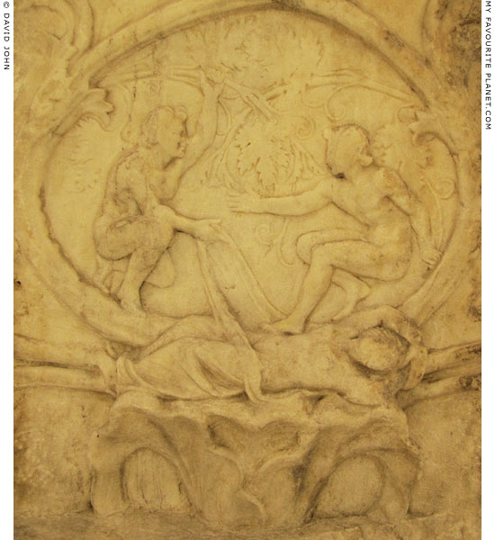 Relief showing two Satyrs exposing a sleeping female at My Favourite Planet