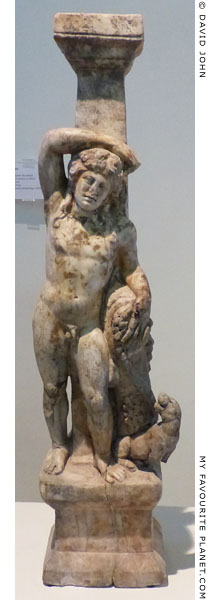 Marble table support depicting a drunken Dionysus with a panther at My Favourite Planet