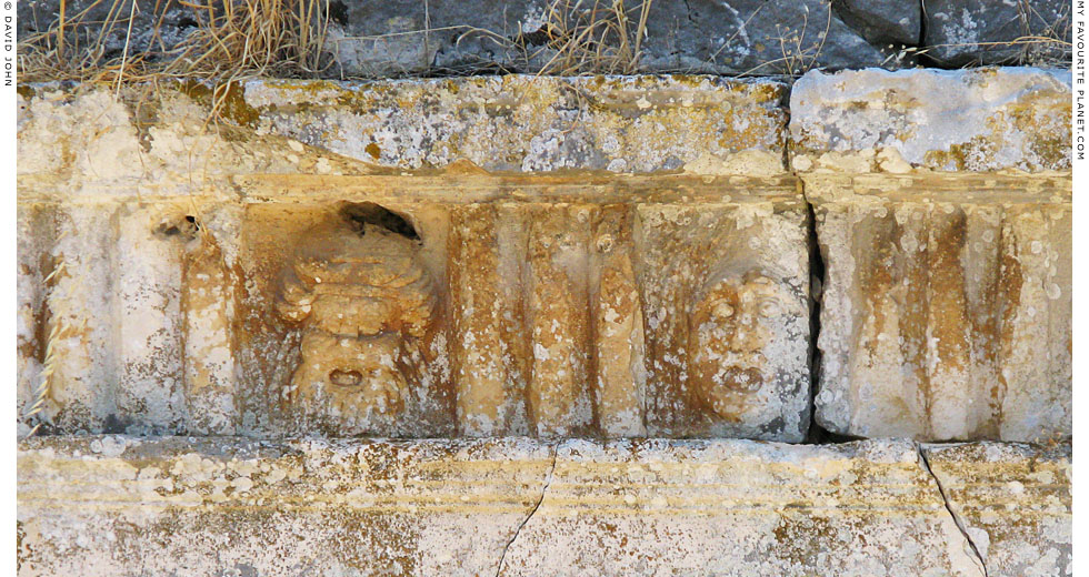 Reliefs of theatrical masks at the theatre in the Sanctuary of Leto, Letoon, Lycia at My Favourite Planet