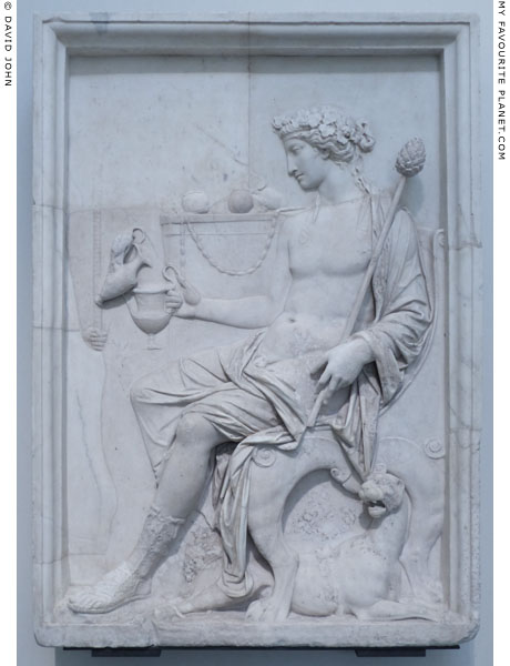 Marble Neo-Attic relief showing Dionysus seated, Naples at My Favourite Planet
