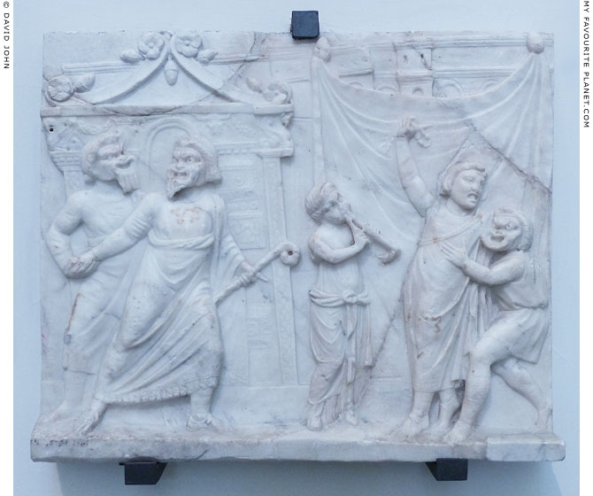 Neo-Attic marble relief depicting a theatrical scene at My Favourite Planet