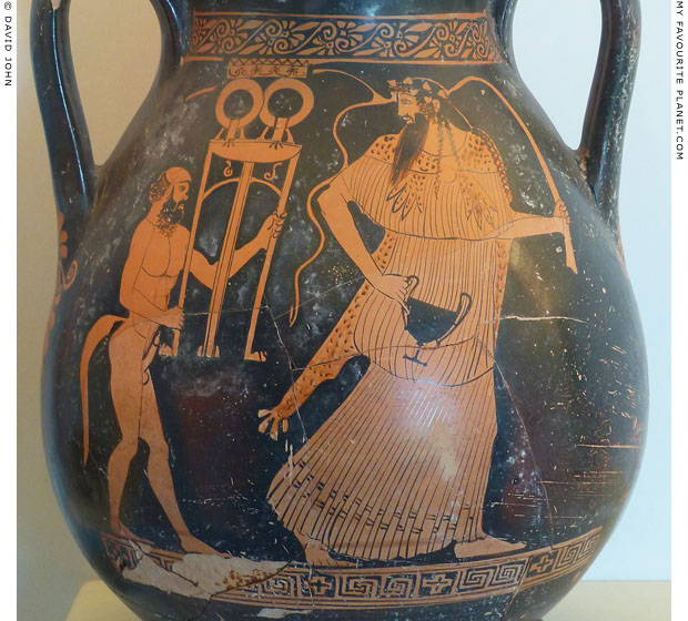 Dionysus and a Satyr carrying a tripod from Paestum at My Favourite Planet