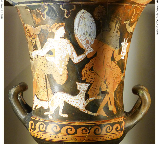 Dionysus, Ariadne and a panther on a red-figure krater from Thebes at My Favourite Planet