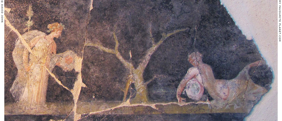 Fresco of Dionysus discovering the sleeping Ariadne on Naxos at My Favourite Planet