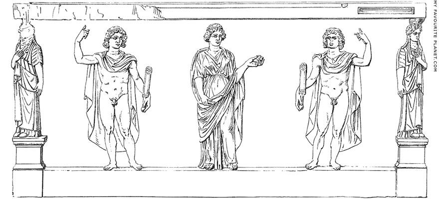 The Dioskouroi and Helen of Troy on a sarcophagus in Kifissia at My Favourite Planet The Dioskouroi and Helen of Troy on a sarcophagus in Kifissia at My Favourite Planet