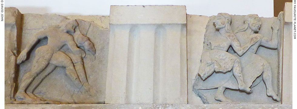 Metopes of the Dioskouroi chasing the Leucippidi in Paestum at My Favourite Planet