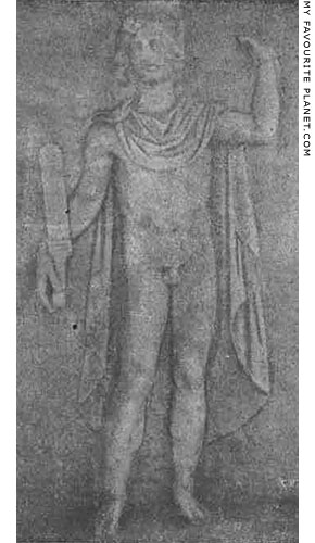 The right-hand Dioskouros on the front of the Leda sarcophagus in Kifissia at My Favourite Planet The right-hand Dioskouros on the front of the Leda sarcophagus in Kifissia at My Favourite Planet