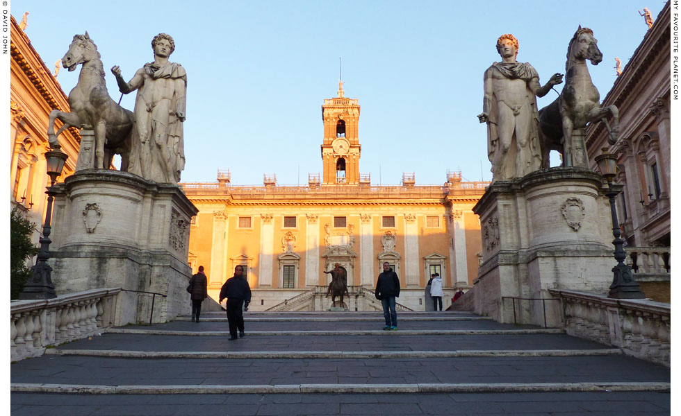 Colossal statues of Castor and Pollux on the Piazza del Campidoglio, Capitoline Hill, Rome at My Favourite Planet