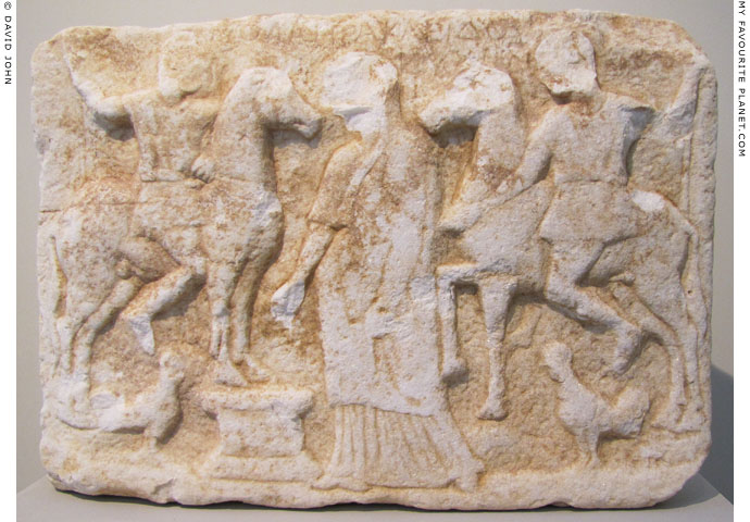 Votive relief of the Dioskouroi and Helen of Troy from Thasos at My Favourite Planet