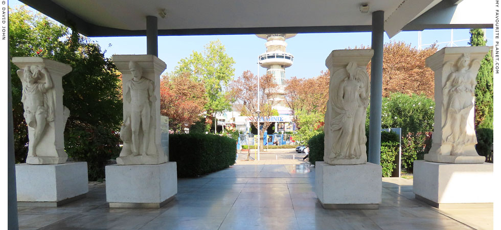 The four copies of the pilasters from Las Incantadas in the portico of Thessaloniki Archaeological Museum at My Favourite Planet