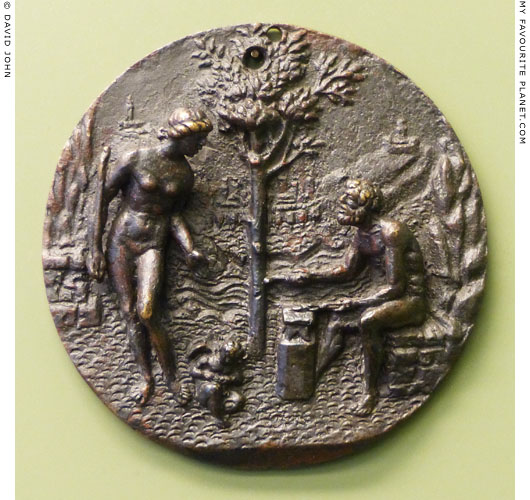 Bronze plaque with a relief of Hephaistos forging arrows for Eros at My Favourite Planet