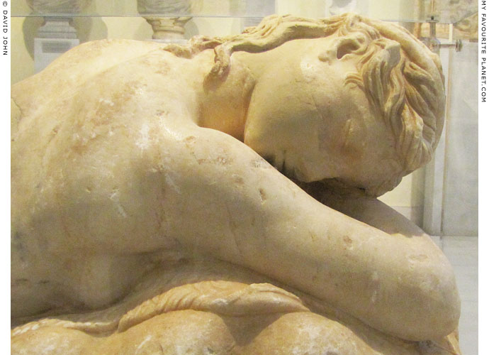 Detail of the sleeping maenad statue in Athens at My Favourite Planet