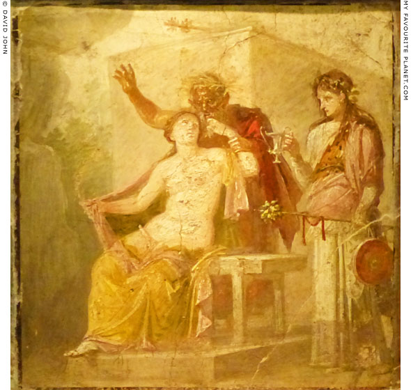 Fresco with Hermaphroditus, a satyr and maenad, from Pompeii at My Favourite Planet