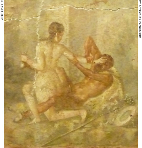 Fresco of Hermaphroditus and a satyr at erotic play, from Pompeii at My Favourite Planet