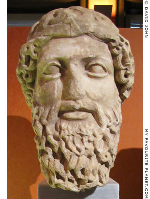 Marble head of a bearded god, Zeus or Hermes, from a herm at My Favourite Planet