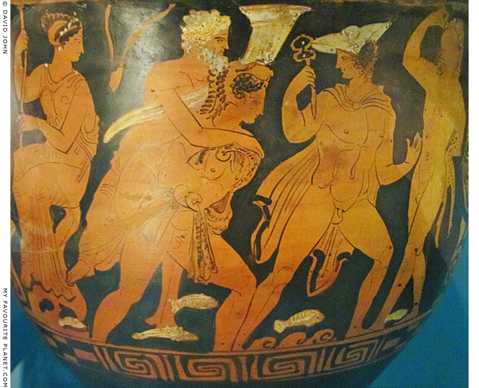 Vase painting of Hermes and Herakles in Hades at My Favourite Planet
