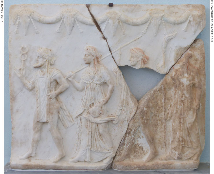 Relief of Hermes, Athena, Apollo and Artemis from Delos at My Favourite Planet