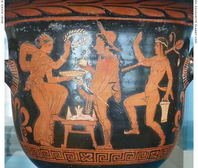 Hermes on a red-figure Lucanian red-figure bell krater at My Favourite Planet
