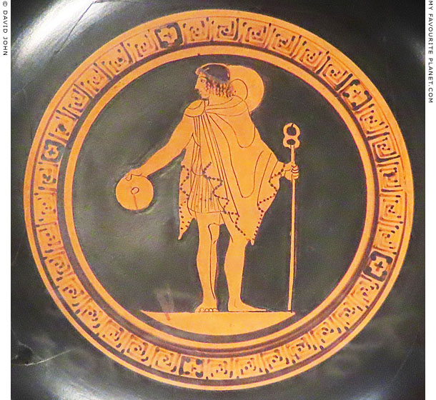 Hermes in the tondo of a kylix in Leiden at My Favourite Planet