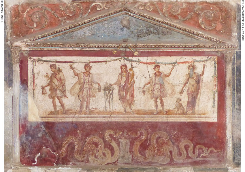 Fresco showing Mercury and Dionysus in a tavern in Pompeii at My Favourite Planet