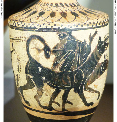 Hermes with Kerberos on a black-figure lekythos at My Favourite Planet