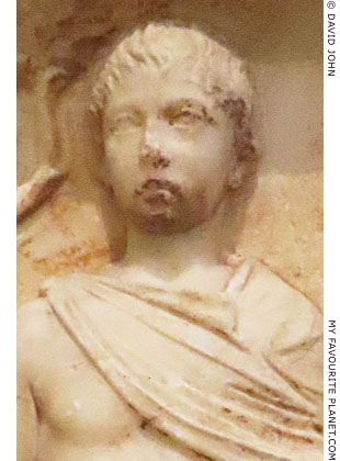 Detail of the main figure on the Polydeukes hero relief at My Favourite Planet