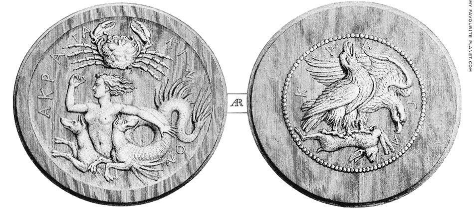 Skylla on a silver tetradrachm of Akragas, Sicily at My Favourite Planet Skylla on a silver tetradrachm of Akragas, Sicily at My Favourite Planet