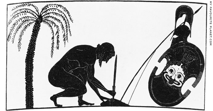 Ajax preparing for his suicide on an amphora by Exekias at My Favourite Planet Ajax preparing for his suicide on an amphora by Exekias at My Favourite Planet