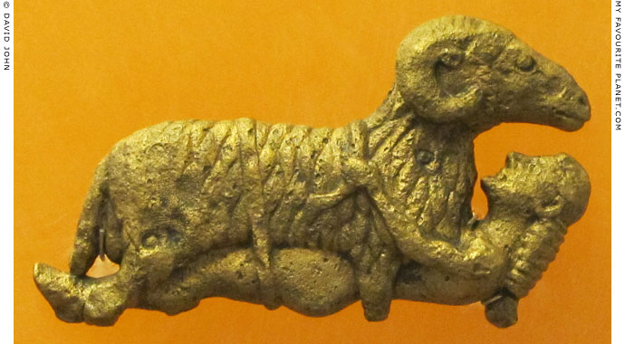 Odysseus or one of his companions escaping from Polyphemos' cave under a ram at My Favourite Planet Odysseus or one of his companions escaping from Polyphemos' cave under a ram at My Favourite Planet
