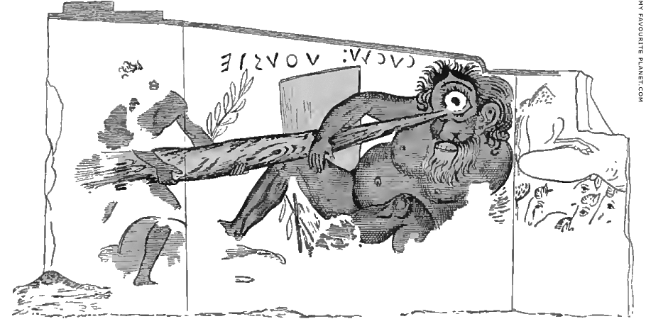 The blinding of Polyphemos on an Etruscan wall painting at Corneto at My Favourite Planet The blinding of Polyphemos on an Etruscan wall painting at Corneto at My Favourite Planet