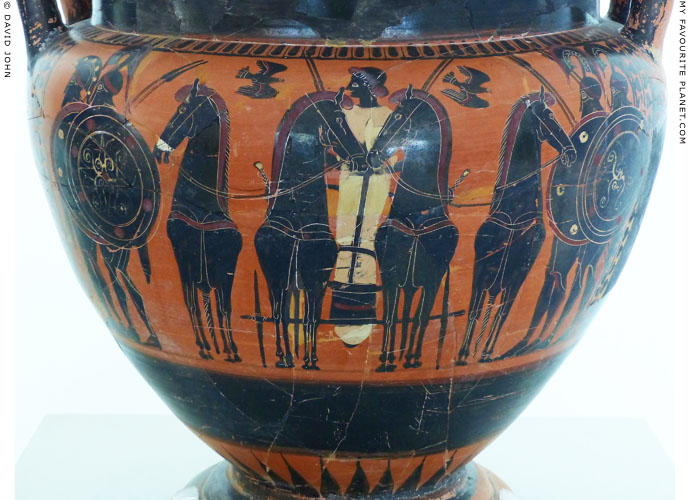 A youth in a chariot on a black-figure column krater in Kavala at My Favourite Planet