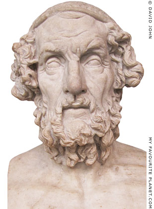 Marble bust of Homer of the Hellenistic blind type at My Favourite Planet