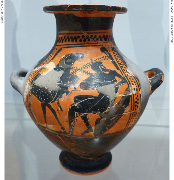 Odysseus escaping from Polyphemos' cave on a vase from Rheneia at My Favourite Planet