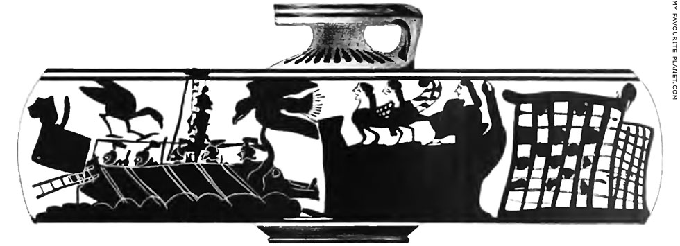 Odysseus and the Sirens on a Corinthian black-figure aryballos in Boston at My Favourite Planet