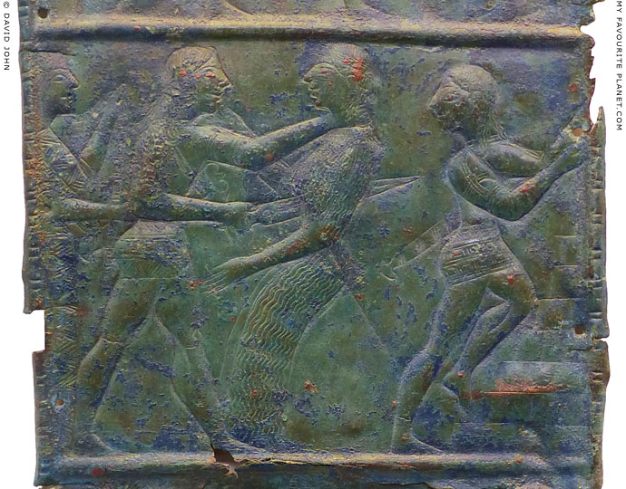 Relief of Orestes killing Clytaemnestra on a bronze sheet in Olympia at My Favourite Planet Relief of Orestes killing Clytaemnestra on a bronze sheet in Olympia at My Favourite Planet