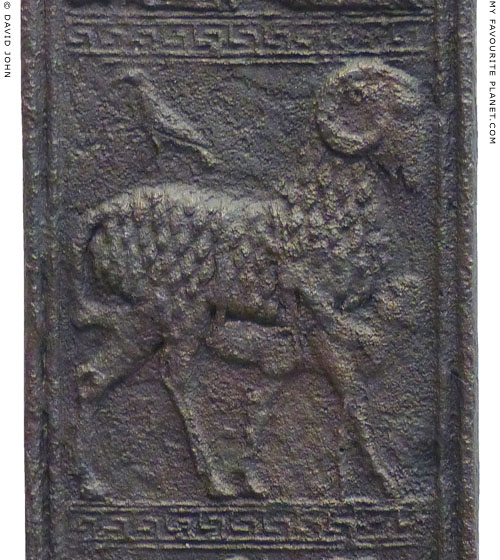 Odysseus escaping from Polyphemos' cave under a ram, Olympia Archaeological Museum at My Favourite Planet Odysseus escaping from Polyphemos' cave under a ram, Olympia Archaeological Museum at My Favourite Planet