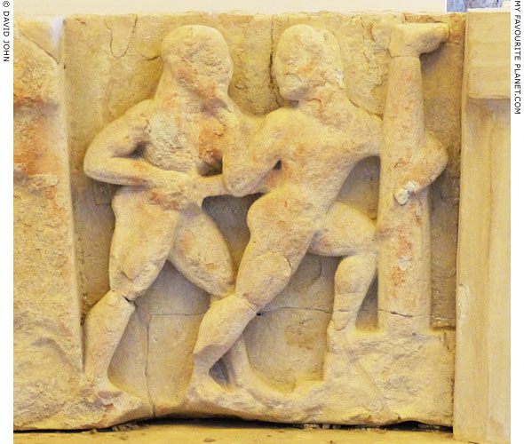 A metope with a relief of Orestes killing Aigisthos at My Favourite Planet