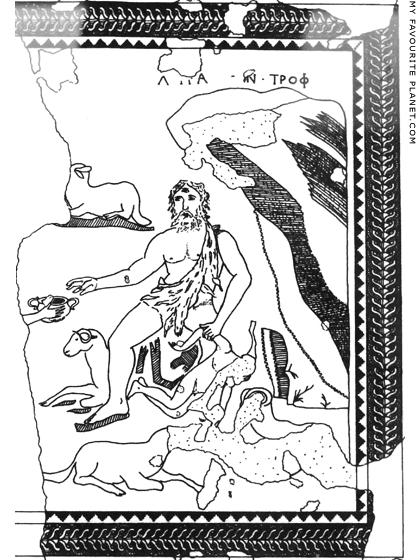 Drawing of surviving parts of the Polyphemos mosaic in Patras at My Favourite Planet Drawing of surviving parts of the Polyphemos mosaic in Patras at My Favourite Planet