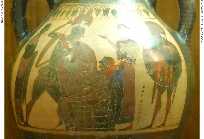 Neoptolemos killing king Priam of Troy at My Favourite Planet