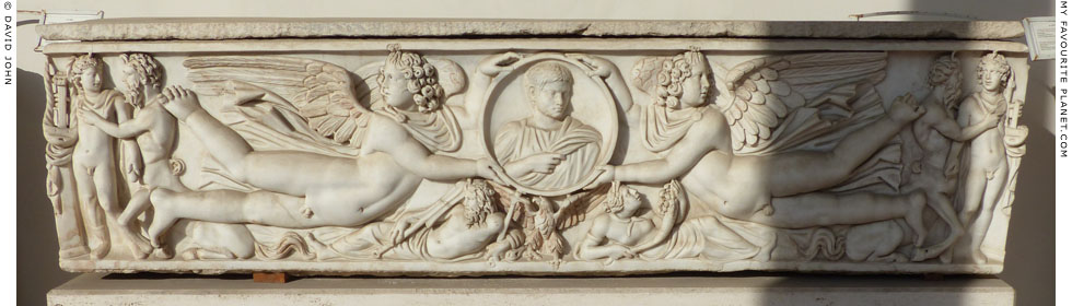 Achilles and Cheiron on a Roman marble sarcophagus at My Favourite Planet
