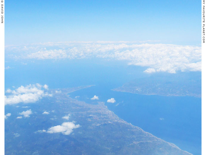 Aerial view of the Strait of Messina at The Cheshire Cat Blog