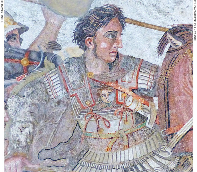 Alexander the Great wearing the Gorgoneion on the breastplate of his armour at My Favourite Planet