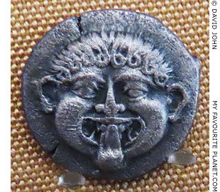 Gorgoneion on a coin of Neapolis, Thrace from the collection of Heinrich Schliemann at My Favourite Planet Gorgoneion on a coin of Neapolis, Thrace from the collection of Heinrich Schliemann at My Favourite Planet