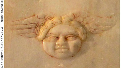 Winged head of Medusa on the shield of the Varvakeion Athena statuette Winged head of Medusa on the shield of the Varvakeion Athena statuette