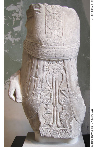 Cypriot statue of a male wearing an apron decorated with a Gorgoneion at My Favourite Planet