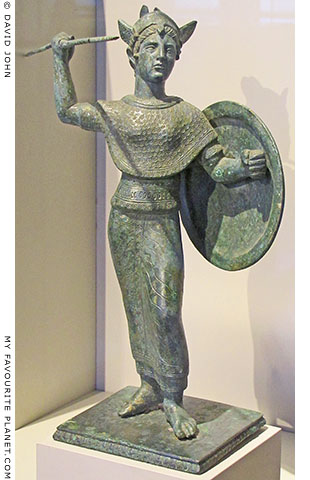 Statuette of the Etruscan goddess Menvra wearing the aegis at My Favourite Planet
