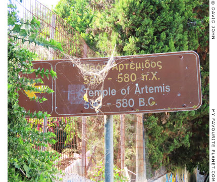 A roadsign at site of the Temple of Artemis, Corfu at My Favourite Planet