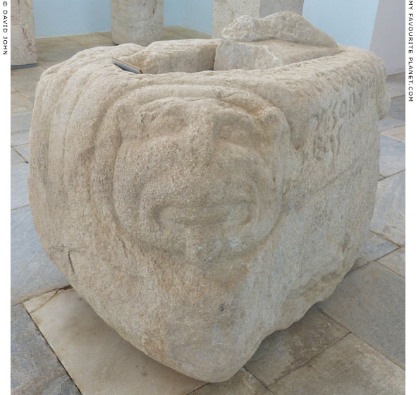 The lion head on the kouros base in Delos at My Favourite Planet