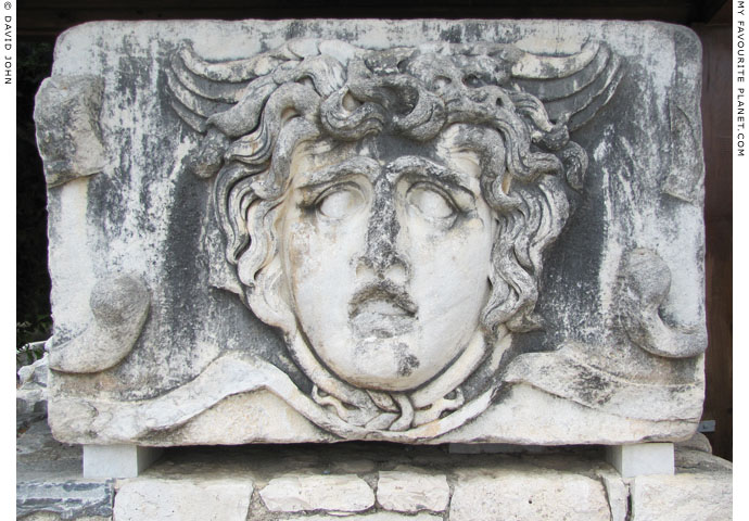 Marble relief of the Gorgon Medusa's head, Temple of Apollo, Didyma at My Favourite Planet